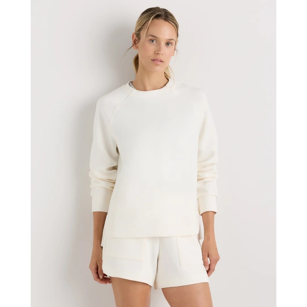 Quince CloudComfort Crewneck Sweatshirt Soft Ivory Women's Medium NWT
